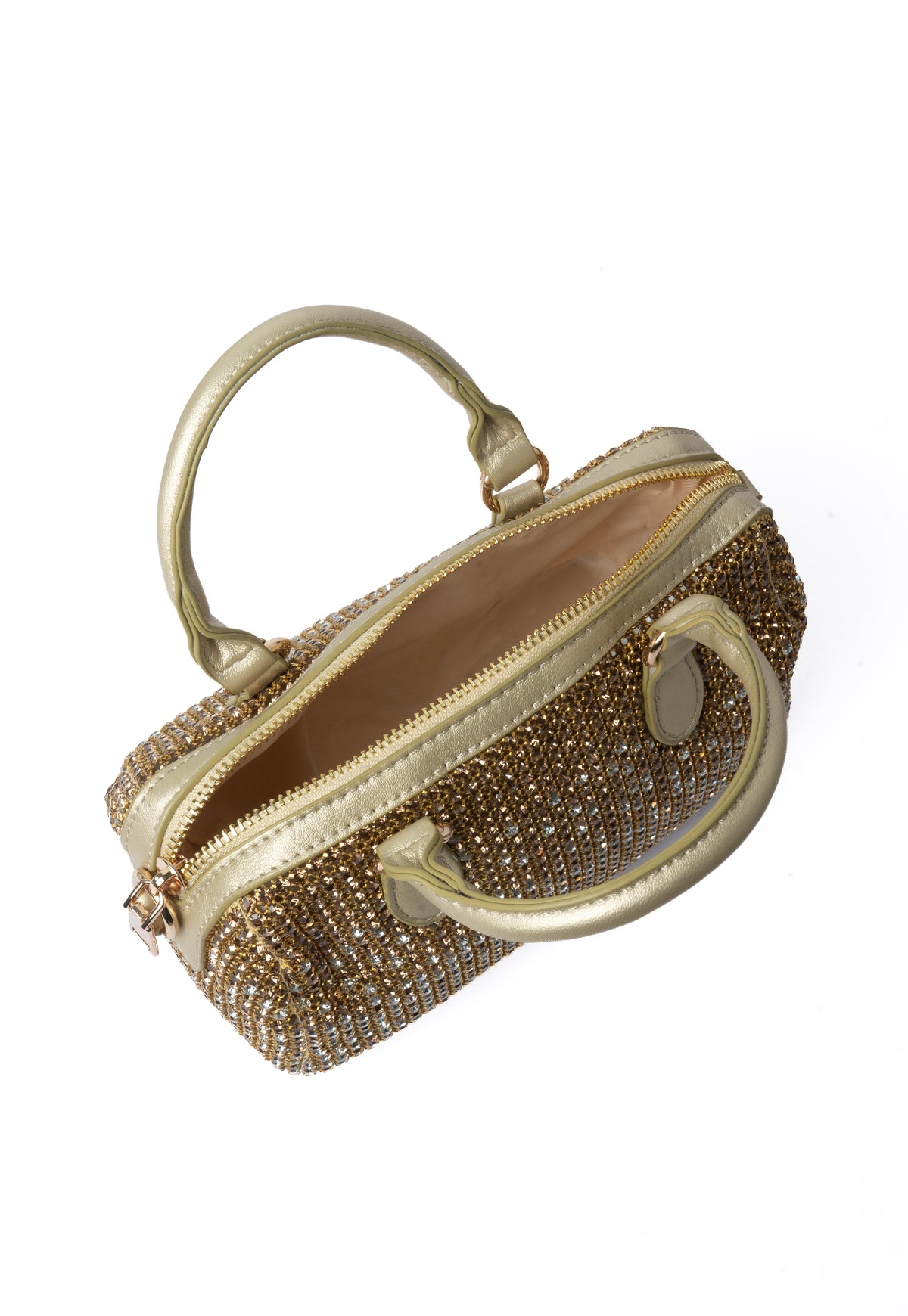 Crystal Bowling Bag — interior view, Gold