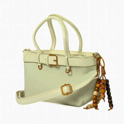 Belted Mini Tote — Cream