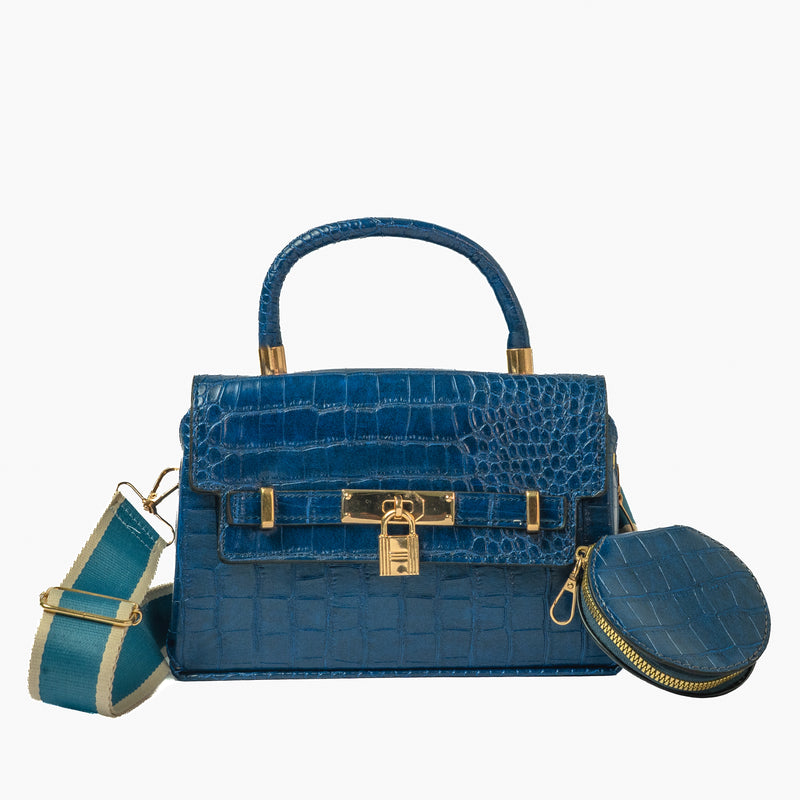 Navy Croc Sling with Pouch — front