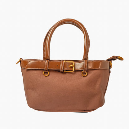 Belted Mini Tote — Tan
