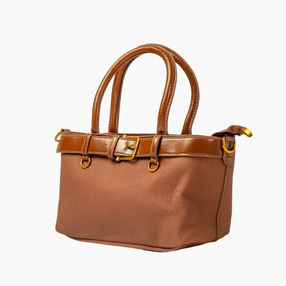 Belted Mini Tote — Tan