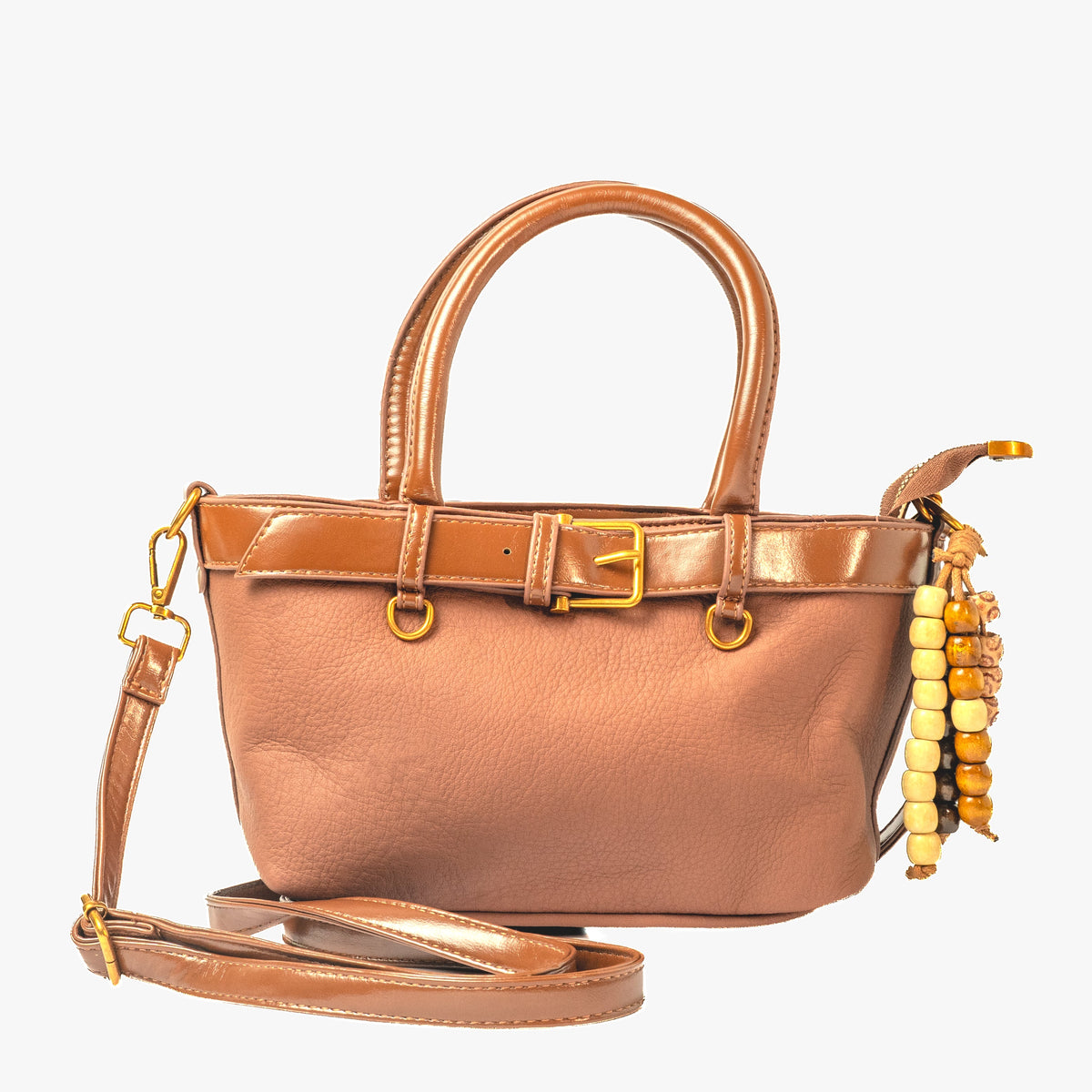 Belted Mini Tote — Tan