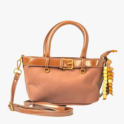 Belted Mini Tote — Tan