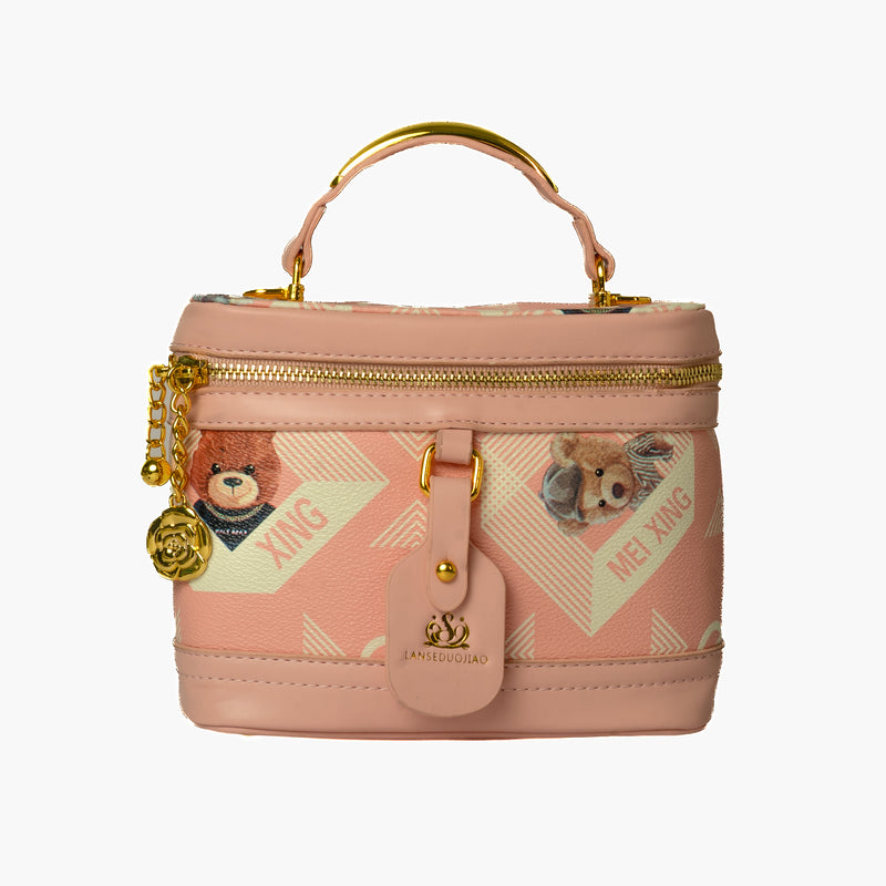Pink Teddy Vanity Bag — front