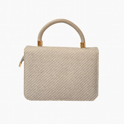Herringbone Flap Bag — Cream