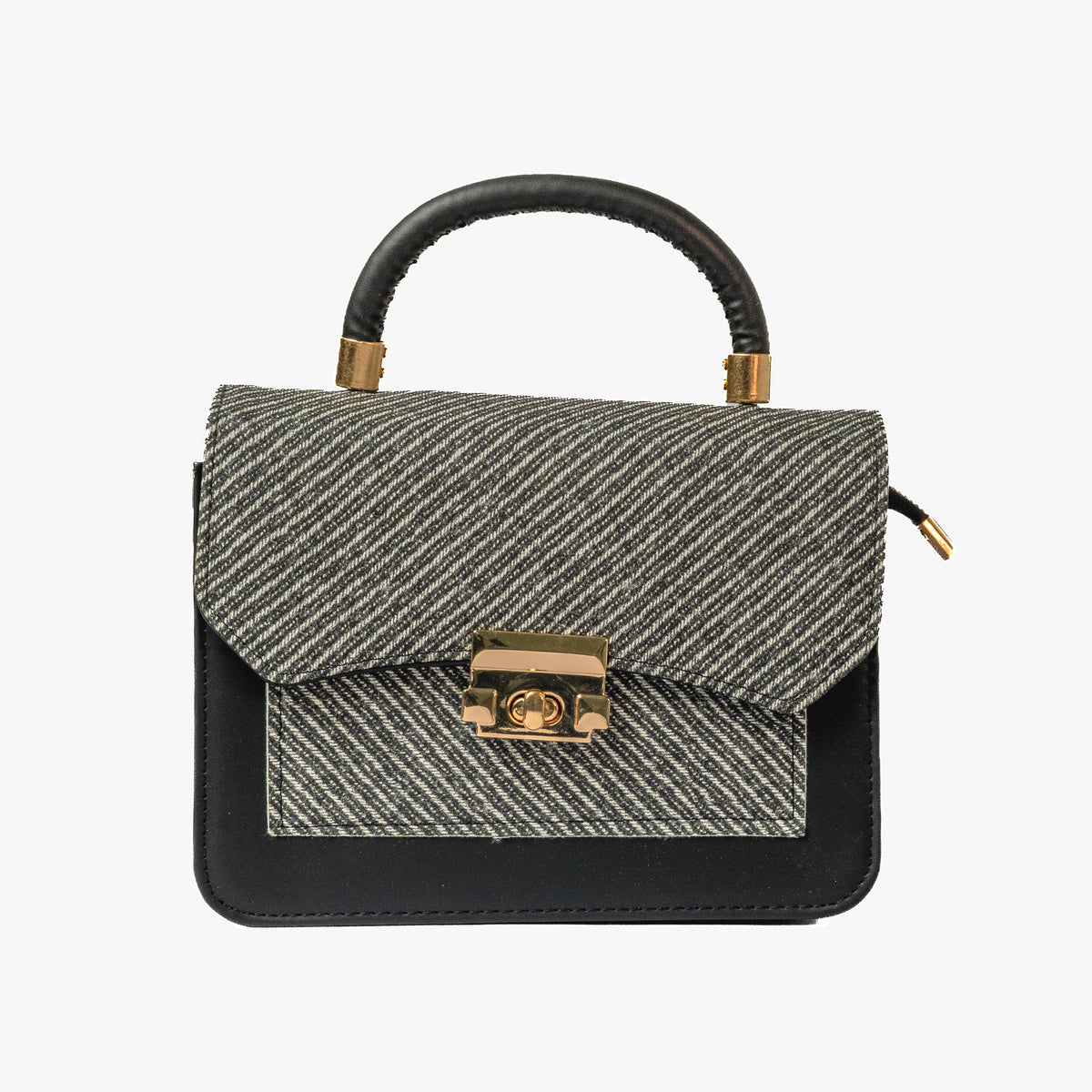 Herringbone Flap Bag — Grey