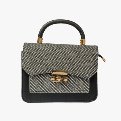 Herringbone Flap Bag — Grey