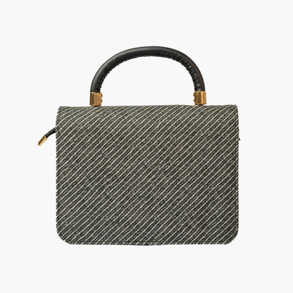 Herringbone Flap Bag — Grey