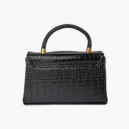 Black Croc Top-Handle Mini — view 4