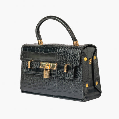 Black Croc Top-Handle Mini — view 2