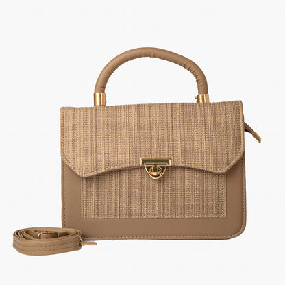 Tan Woven Flap Bag — view 3
