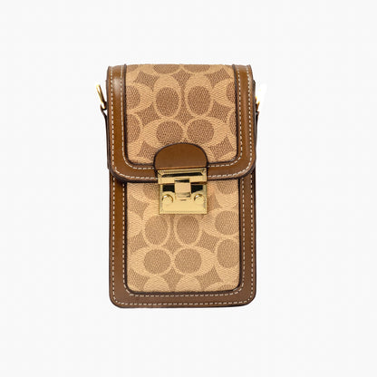 Monogram Phone Sling — Tan