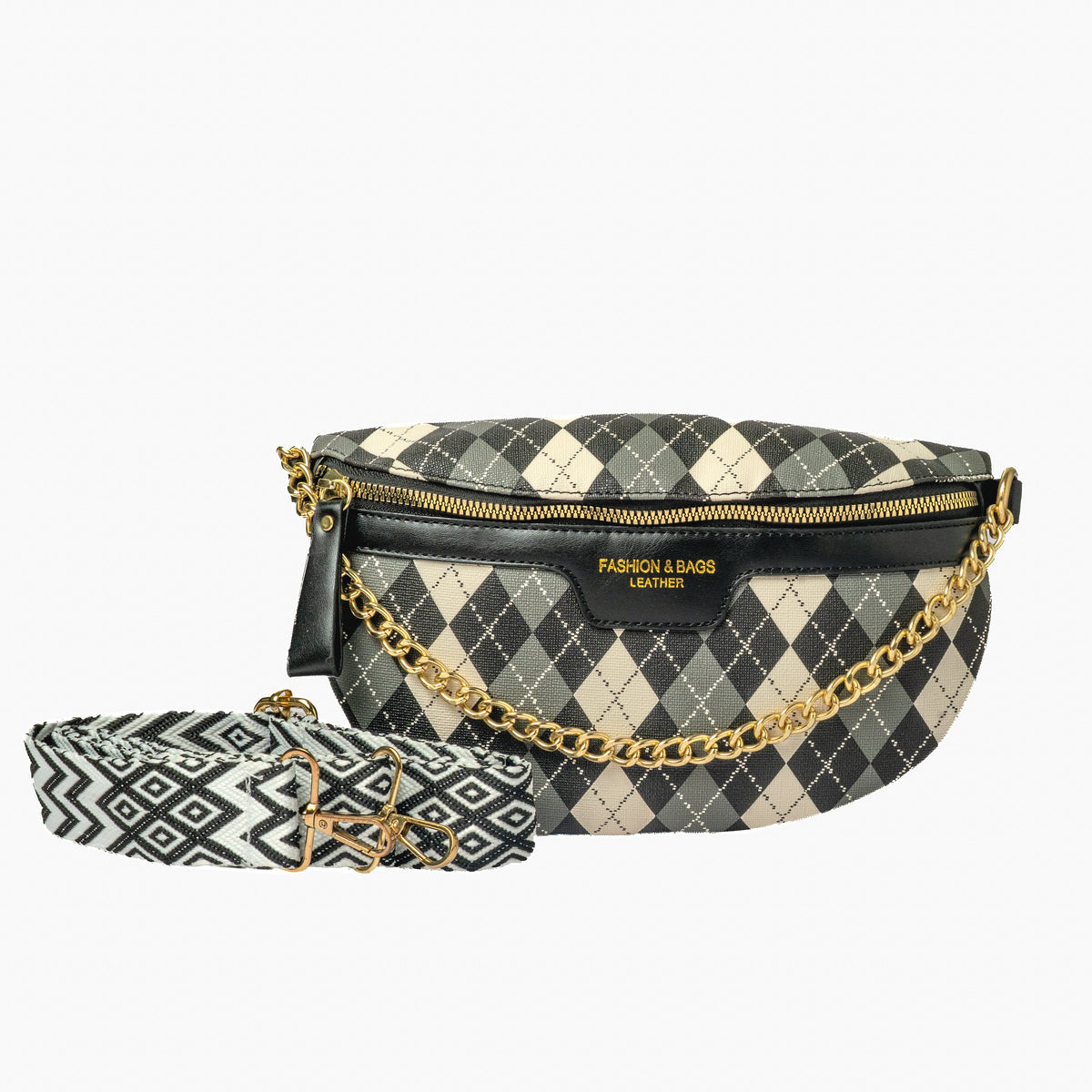 Argyle Belt Bag — Grey