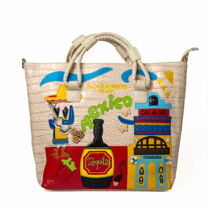 Mexico Souvenir Tote — Cream