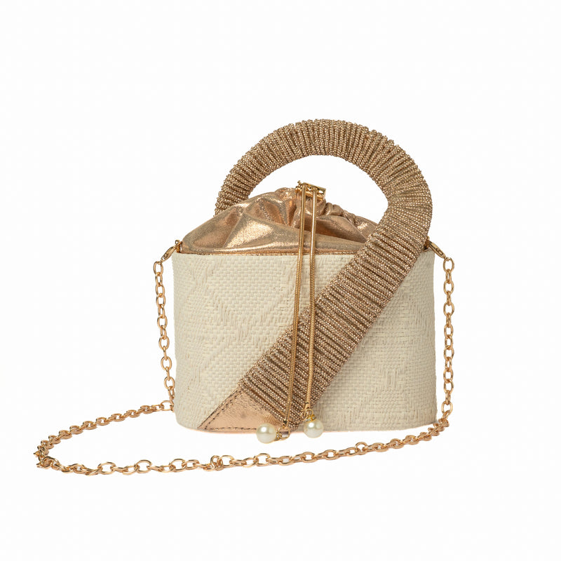 Woven Bucket Bag — Cream