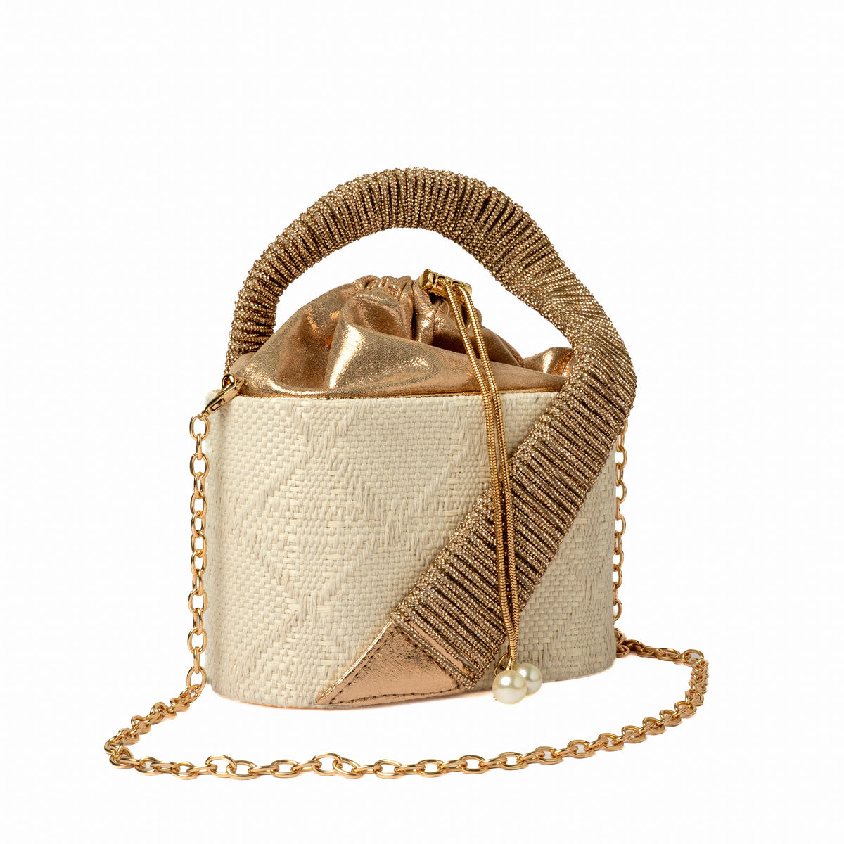 Woven Bucket Bag — Cream