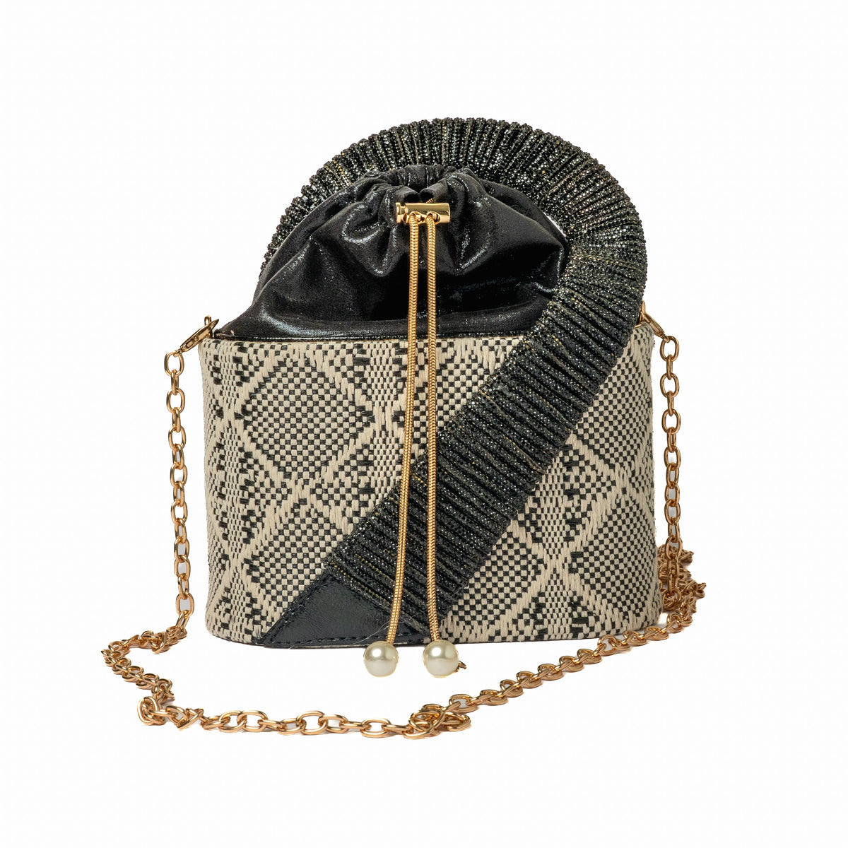 Woven Bucket Bag — Black