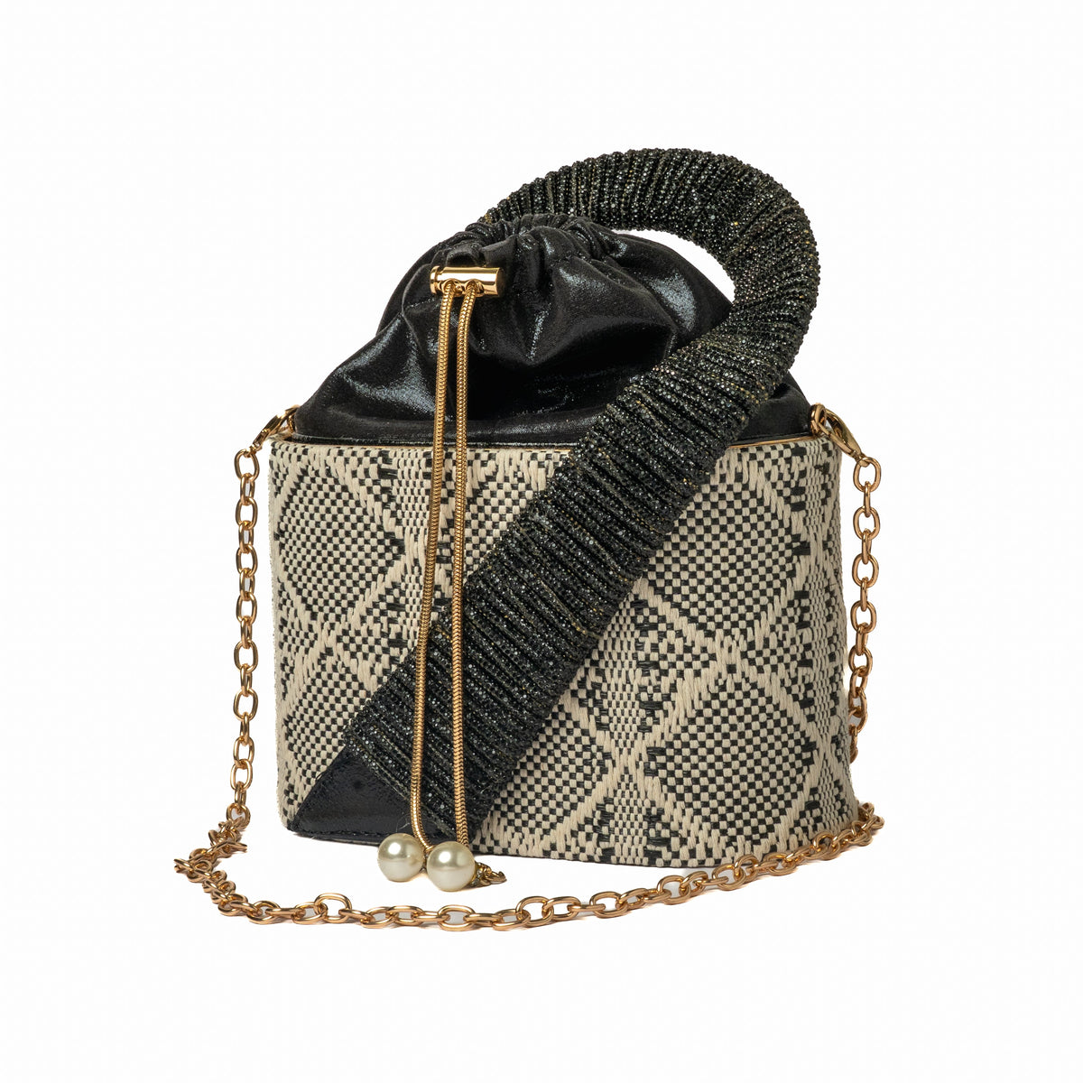 Woven Bucket Bag — Black