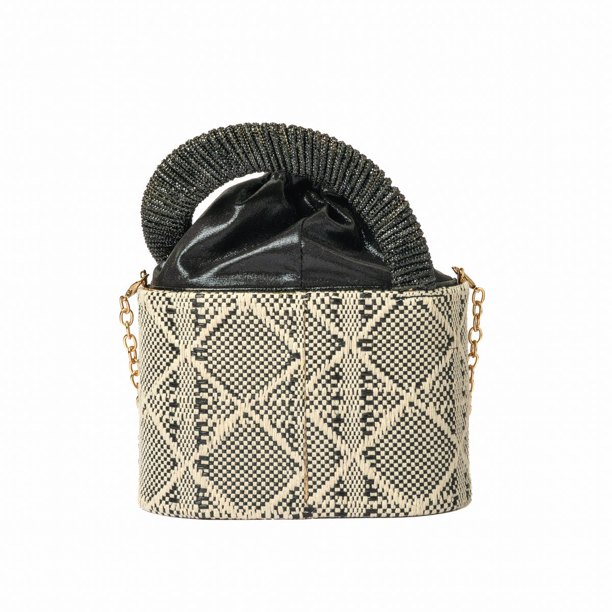 Woven Bucket Bag — Black