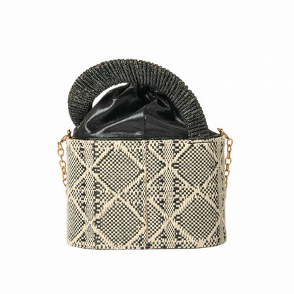 Woven Bucket Bag — Black