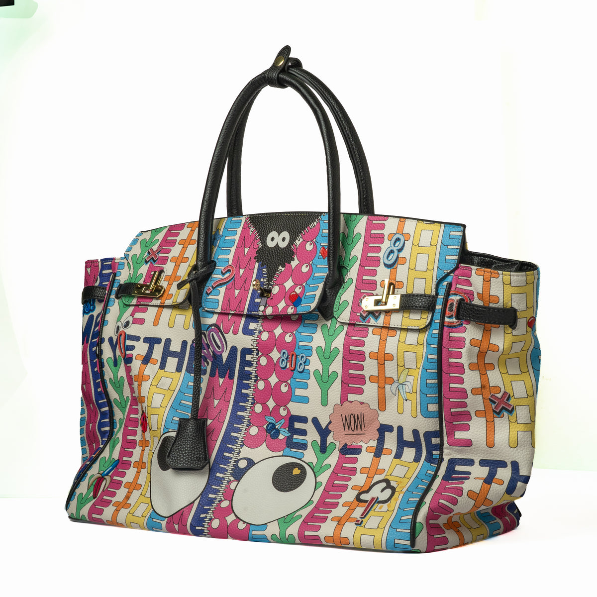 Graphic Eye Print Tote — side view (CJ_04646)