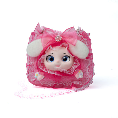 Doll Face Lace Mini Bag — front view, Pink