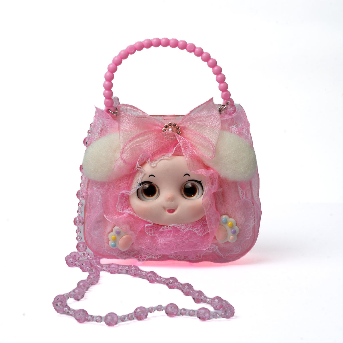 Doll Face Lace Mini Bag — front view, Blush