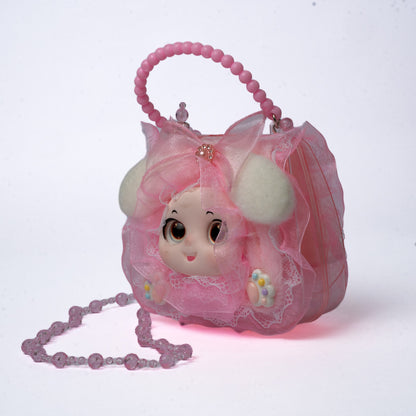 Doll Face Lace Mini Bag — front view, Blush