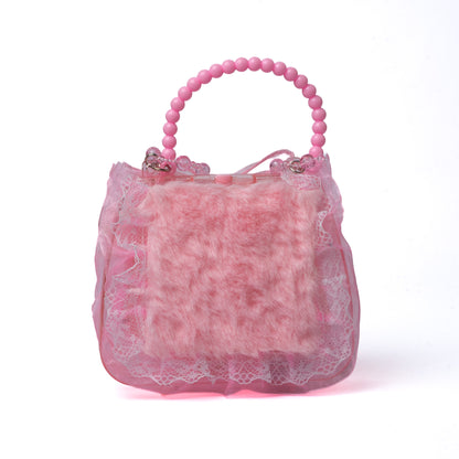 Doll Face Lace Mini Bag — back view, Blush