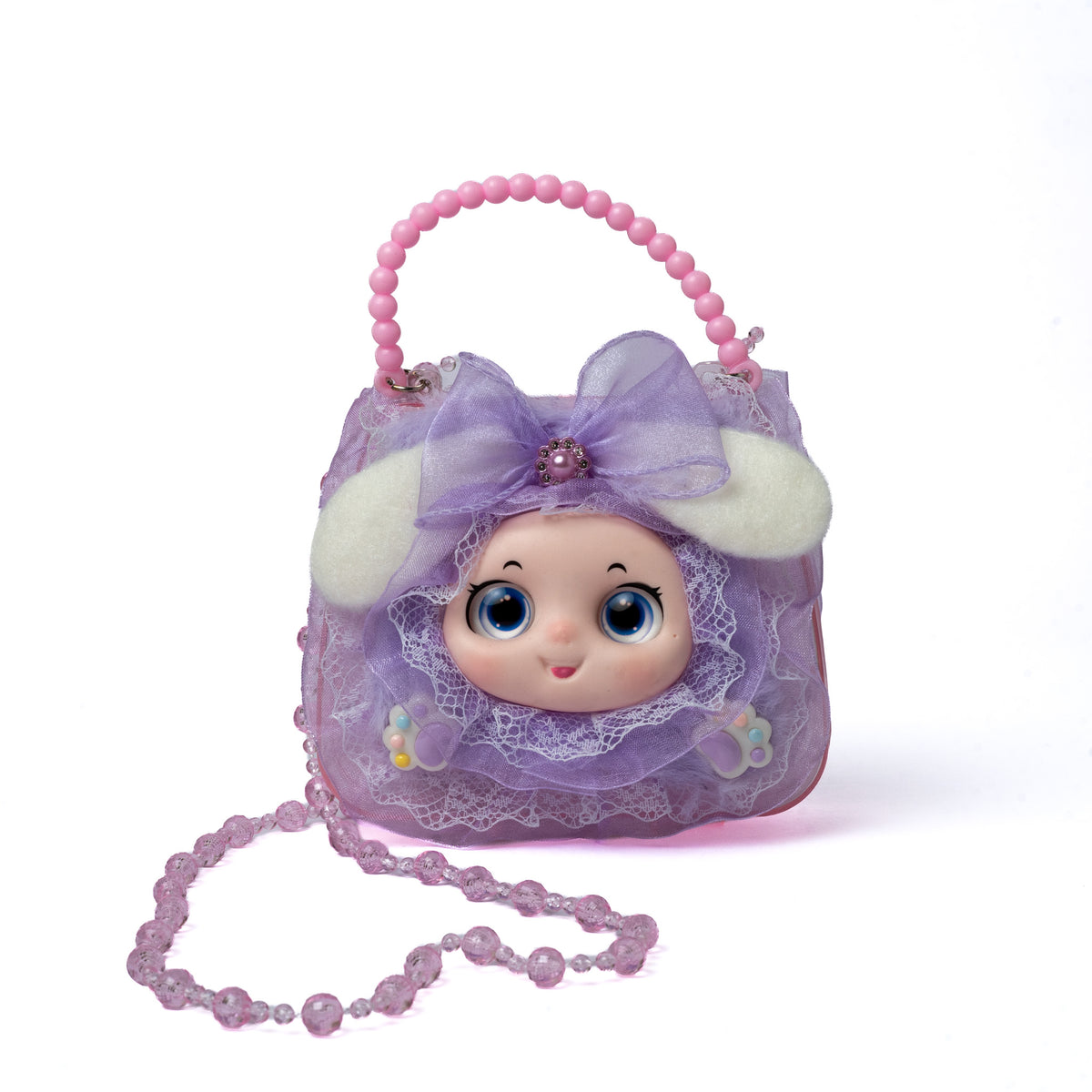 Doll Face Lace Mini Bag — front view, Lilac