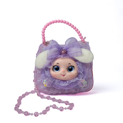 Doll Face Lace Mini Bag — front view, Lilac