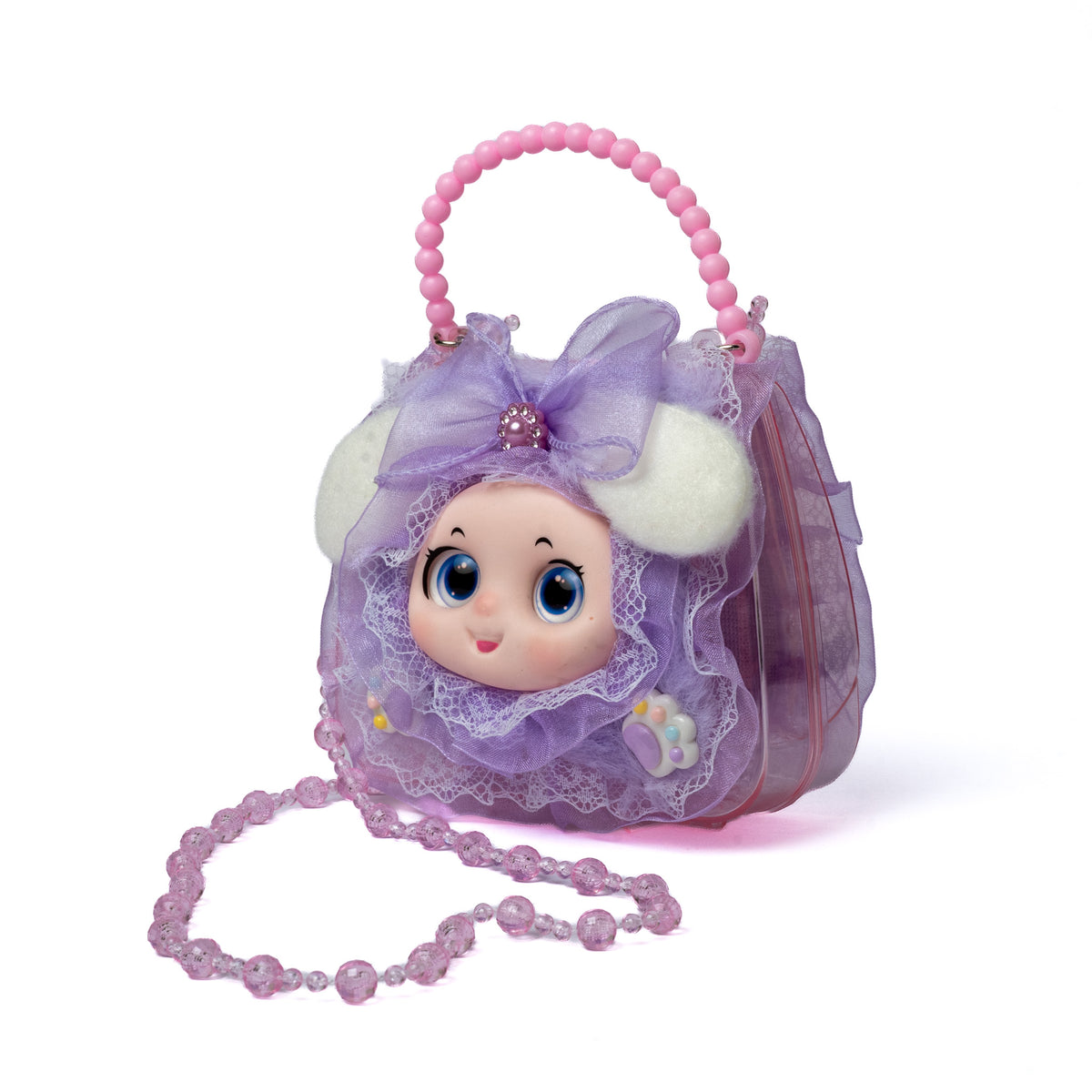 Doll Face Lace Mini Bag — front view, Lilac