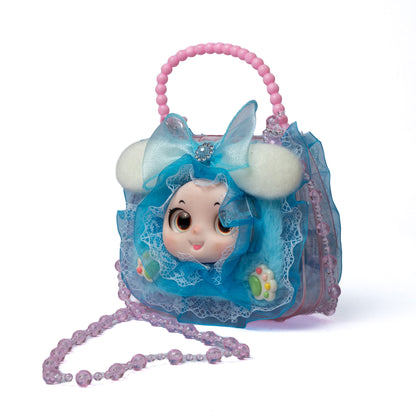 Doll Face Lace Mini Bag — front view, Blue