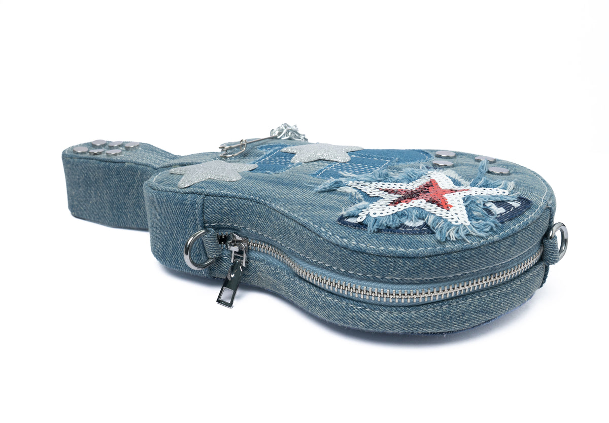 Denim Guitar Bag — top view