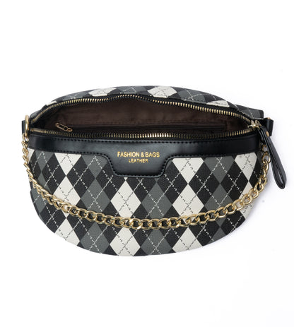 Argyle Belt Bag — interior view, Grey