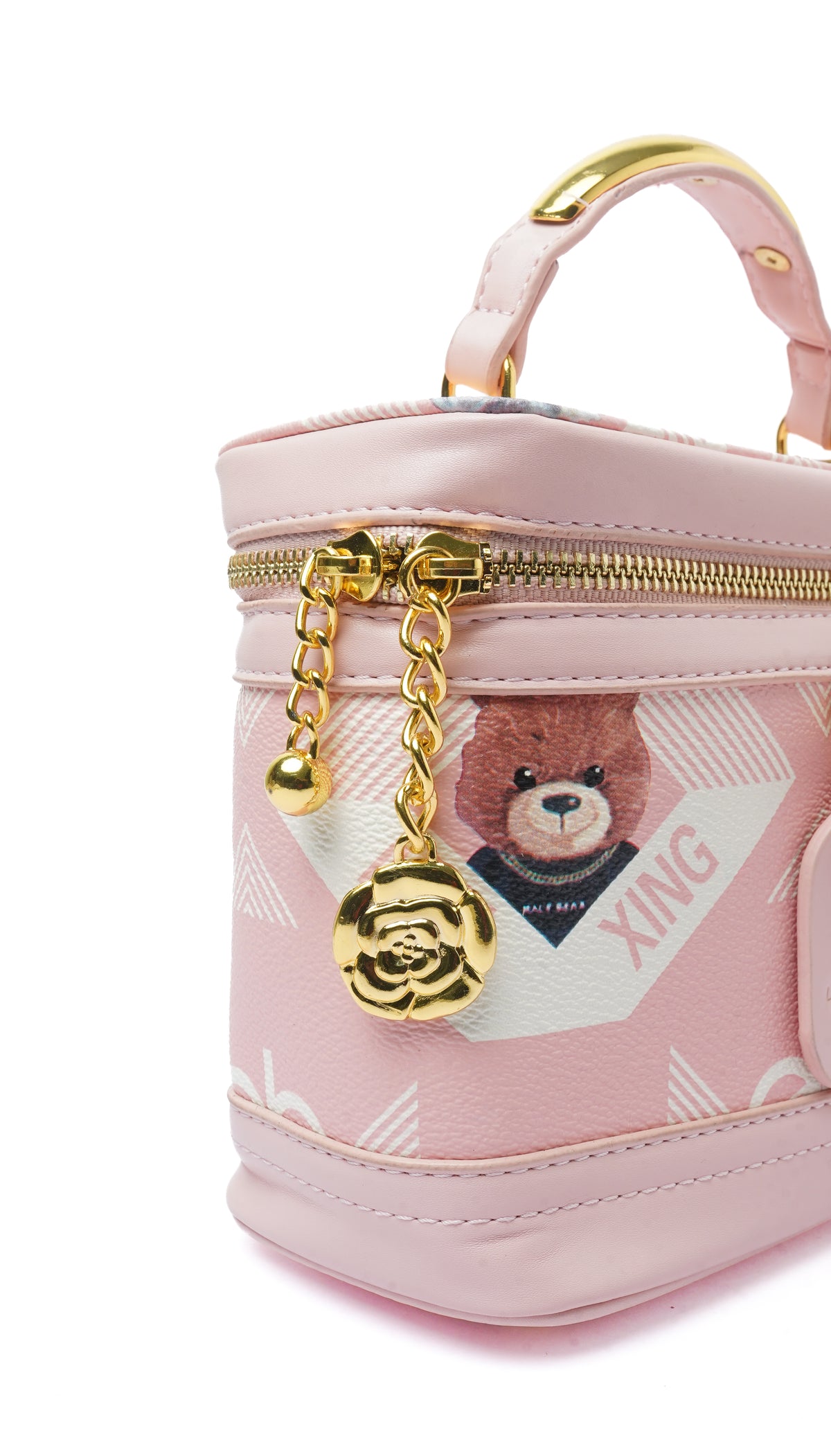 Pink Teddy Vanity Bag — hardware detail