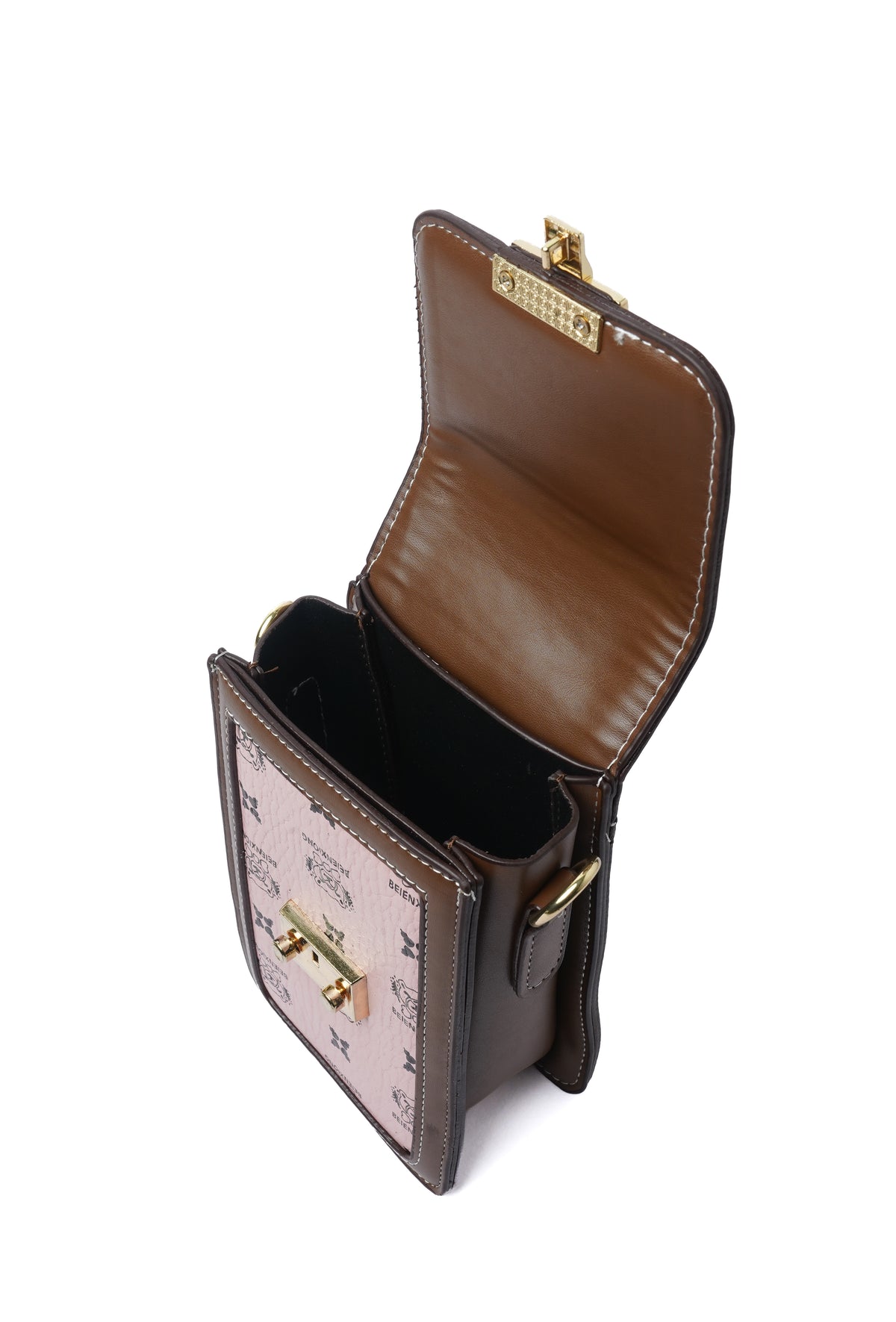 Monogram Phone Sling — interior view, Pink