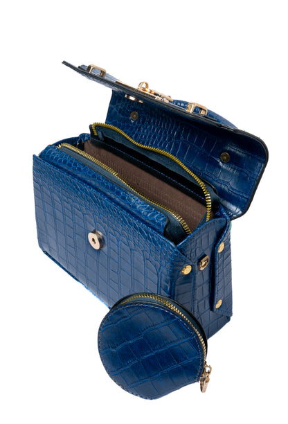 Navy Croc Sling with Pouch — interior view