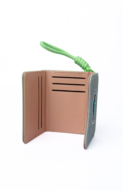Puppy Patch Card Wallet — interior view, Sage